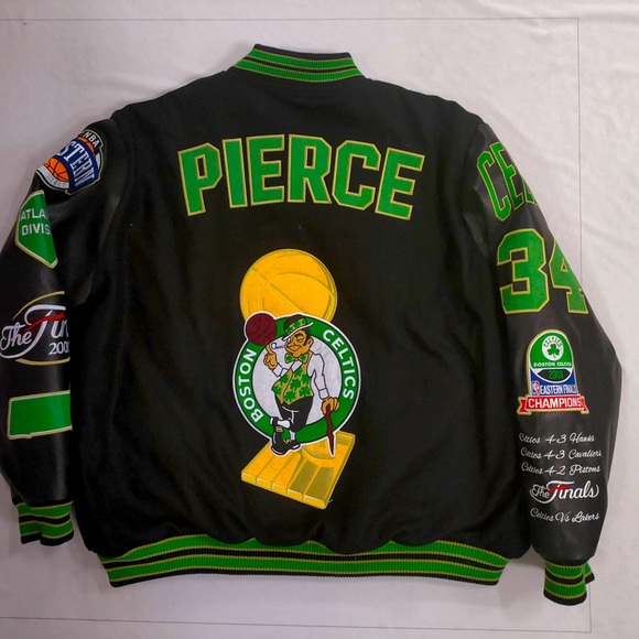 Show your love for the Boston Celtics with this black, green, and gold varsity. - Picture 2 of 6